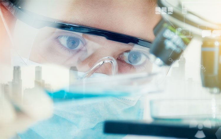 woman with microscope