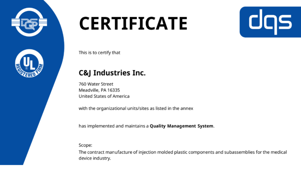 C&J ISO recertifications